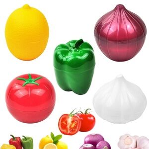 5pcs Plastic Vegetable Storage Box Lemon Onion Tomato Green Pepper and Garlic